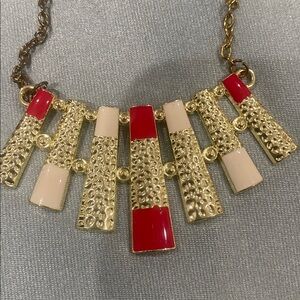 Metal Gold Tone Geometric Style Statement Necklace